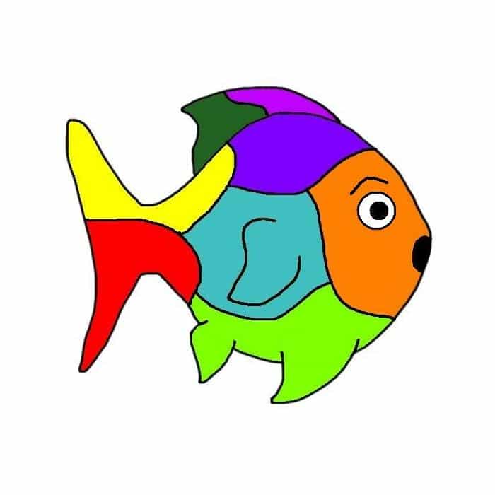 Cartoon of a multi-colored goldfish