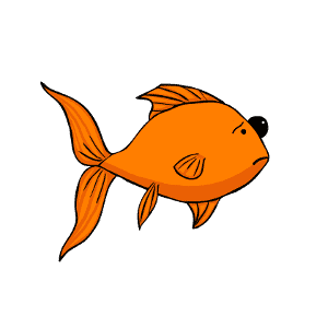 Cartoon of a goldfish with a swollen eye