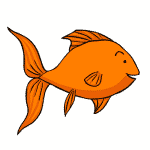 Cartoon of a smiling happy goldfish