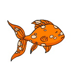 Cartoon of a sick goldfish with spots