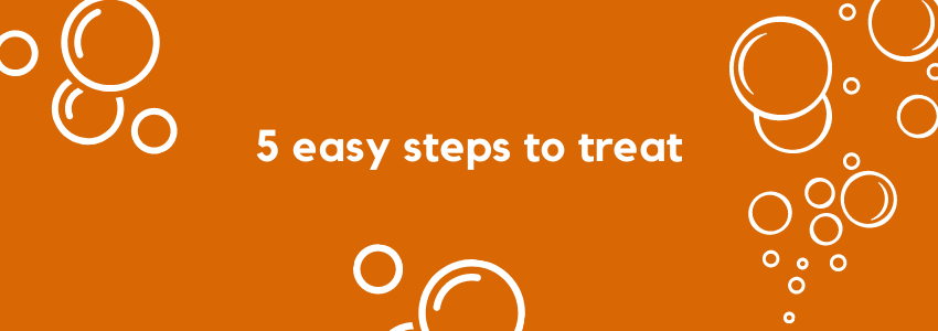 Orange banner with the words "5 easy steps to treat"